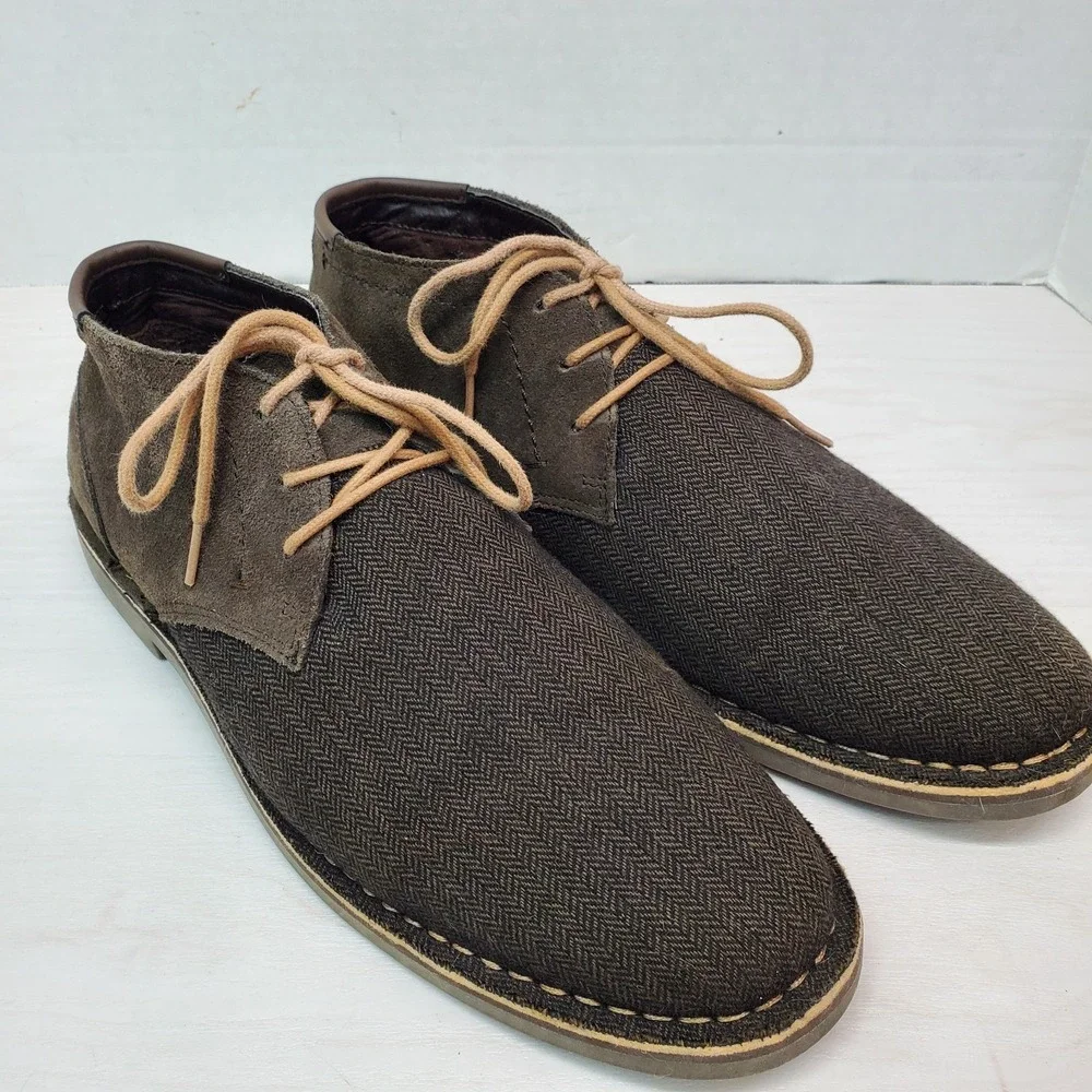 Kenneth Cole Reaction Brown Suede & Textile Desert Sun Chukka Boot Shoes US 11 M